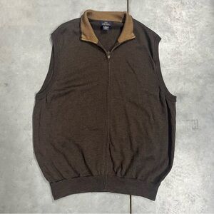 Brooks Brothers 346 Fine Italian Merino Wool Zip Front High Neck Men’s Vest XXL